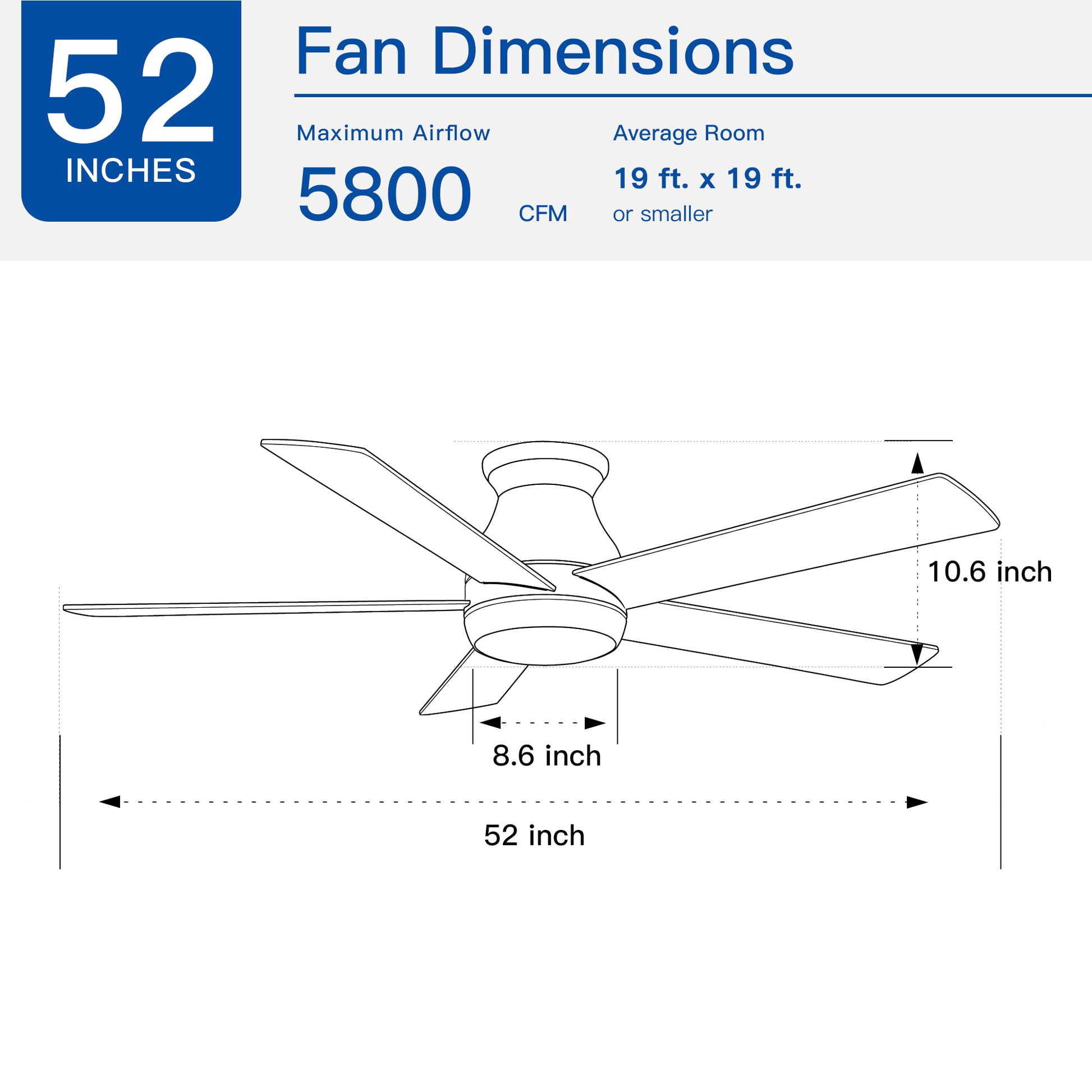 52" Low Profile Ceiling Fan With Lights Antique Black Modern Plywood Metal