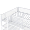 Full Size Metal Loft Bed With 4 Tier Shelves And Storage, White Full White Metal