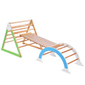 Wooden Climbing Triangle Toys Indoor Arc Climber Jungle With Ramp And Arch Toy Rocker, Reversible Multifunction Playset Natural Wood Playground Natural Wood Wood