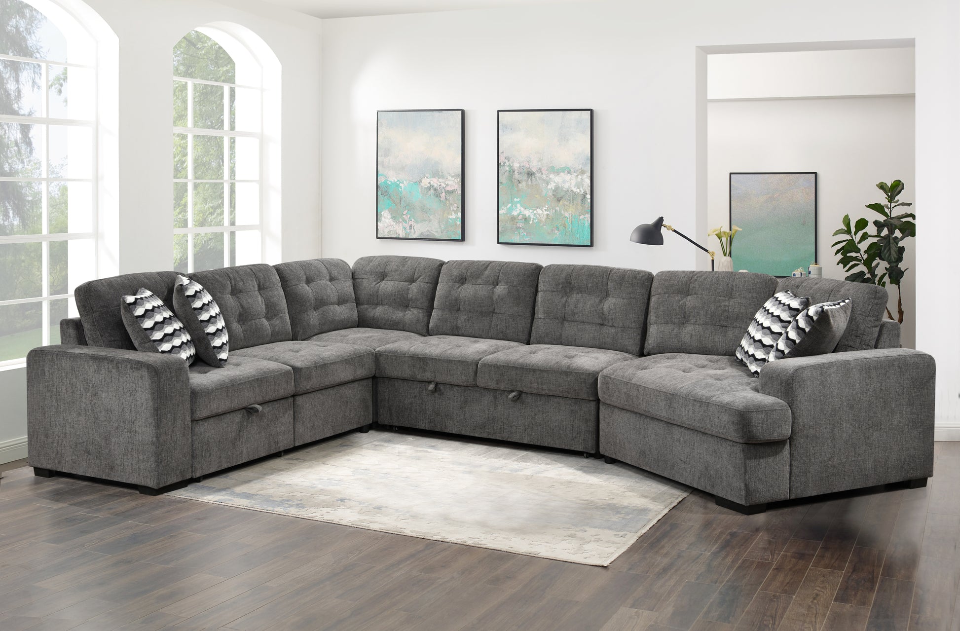 149" Oversized Sectional Modern Large Upholstered U Shape Sectional Sofa, Extra Wide Chaise Lounge Couch For Home, Bedroom, Apartment, Dorm, Office, Ebony Ebony Wood Primary Living Space Modern Square Arms Foam Upholstered