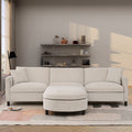 107.87'Sectional Sofa Couch With 1 Ottoman,Seat Cushion And Back Cushion Removable Beige Polyester