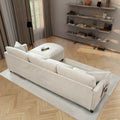 107.87'Sectional Sofa Couch With 1 Ottoman,Seat Cushion And Back Cushion Removable Beige Polyester