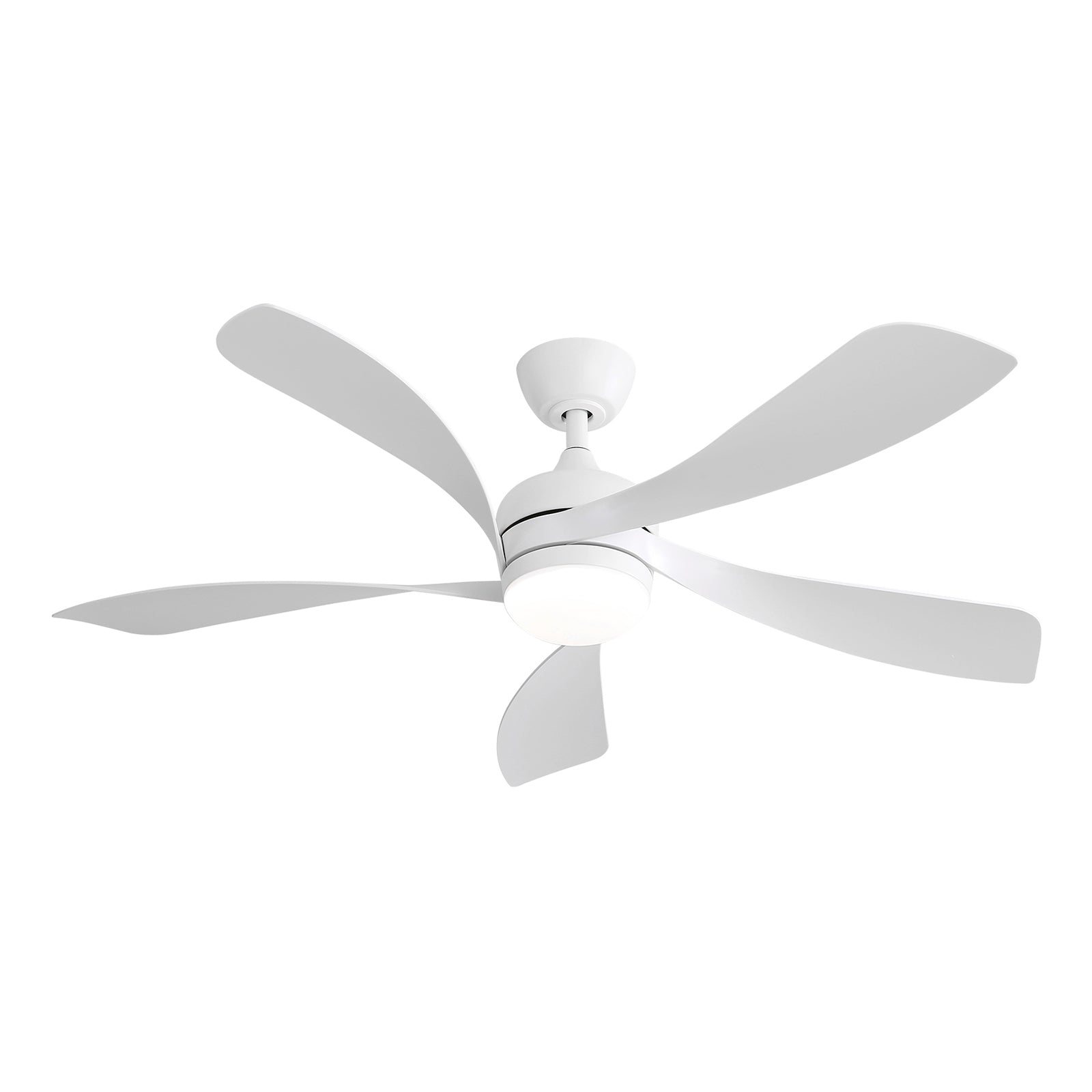 52 Inch Modern Ceiling Fan With 5 Abs Blades Remote Control Reversible Dc Motor White For Bedroom White Abs