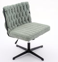 Armless Office Desk Chair No Wheels, Green Green Foam Polyester Blend