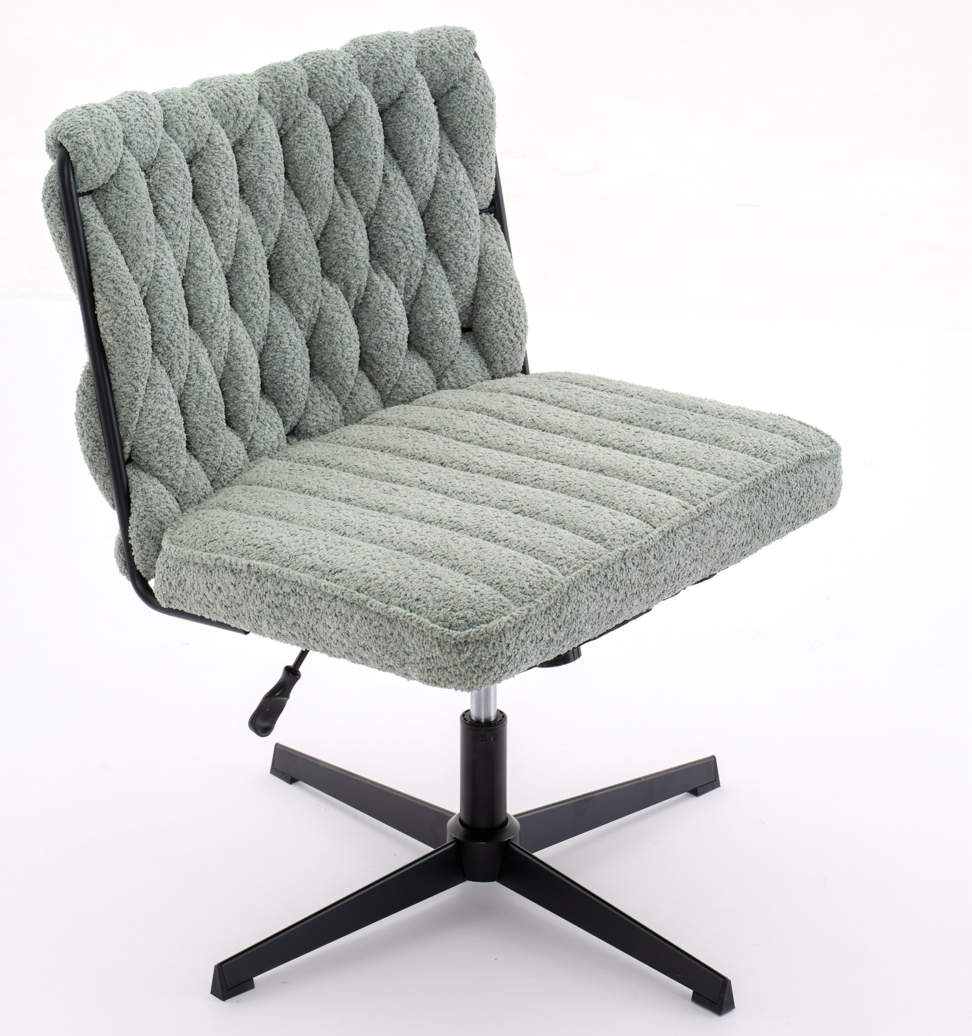 Armless Office Desk Chair No Wheels, Green Green Foam Polyester Blend