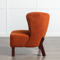 Accent Chair, Upholstered Armless Chair Lambskin Sherpa Single Sofa Chair With Wooden Legs, Modern Reading Chair For Living Room Bedroom Small Spaces Apartment, Burnt Orange Burnt Orange Polyester