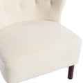 Accent Chair, Upholstered Armless Chair Lambskin Sherpa Single Sofa Chair With Wooden Legs, Modern Reading Chair For Living Room Bedroom Small Spaces Apartment, Cream Cream Polyester