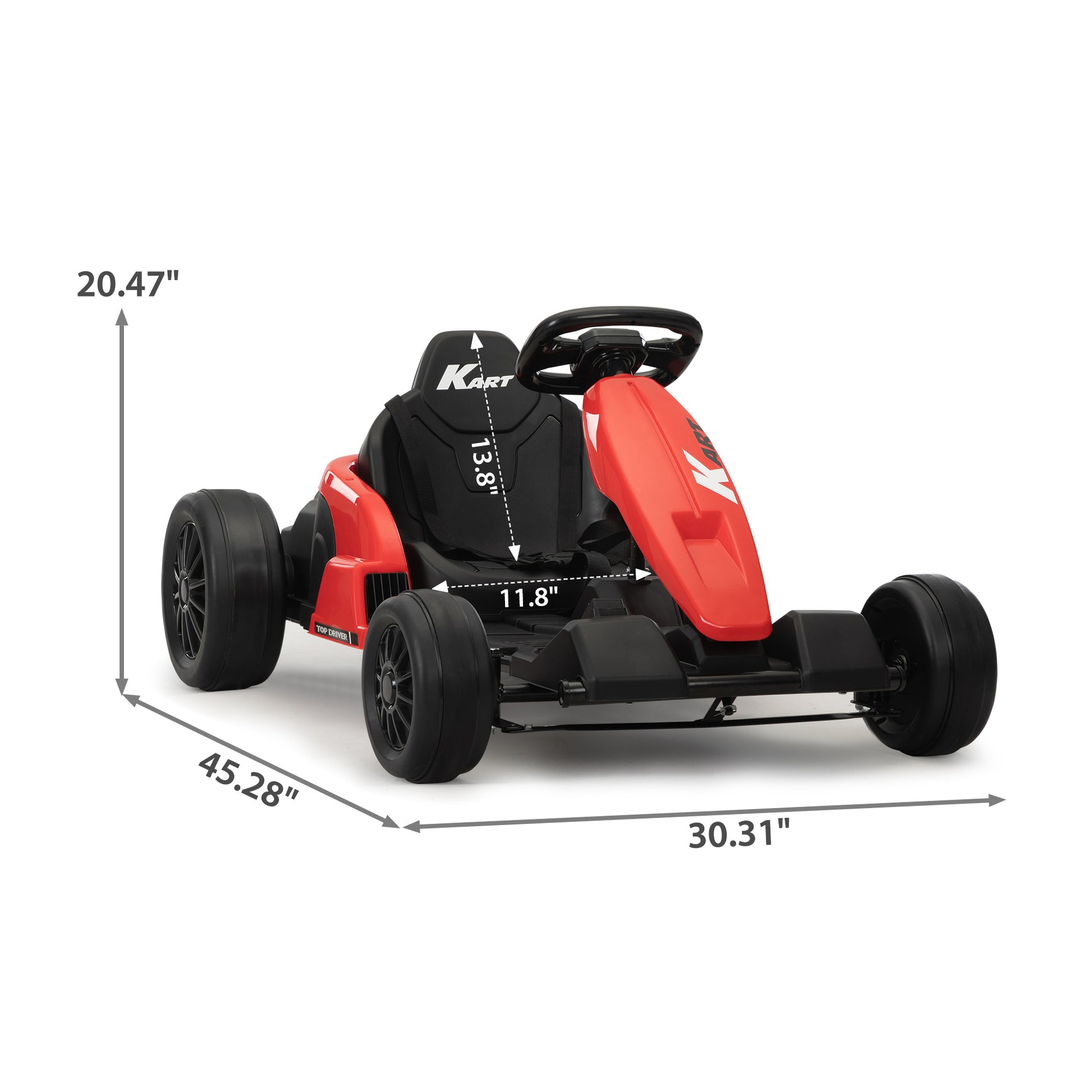 24V Electric Kids Go Kart, Battery Powered Outdoor Ride On Toy W 5 Mph Max Speed, Music, Horn, Power Display, Protectors, Red And Black Red Black Polypropylene