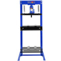 Hydraulic Shop Floor Press 20 Ton Steel H Frame Shop Press With Steel Plates Adjustable Working Table, Floor Stand Jack For Gears And Bearings Blue Steel