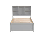 Modern Twin Size Bed Frame With Built In Usb Port On Bookcase Headboard And 2 Drawers For Grey Color Box Spring Not Required Twin Grey Bedroom Bed Frame Particle Board