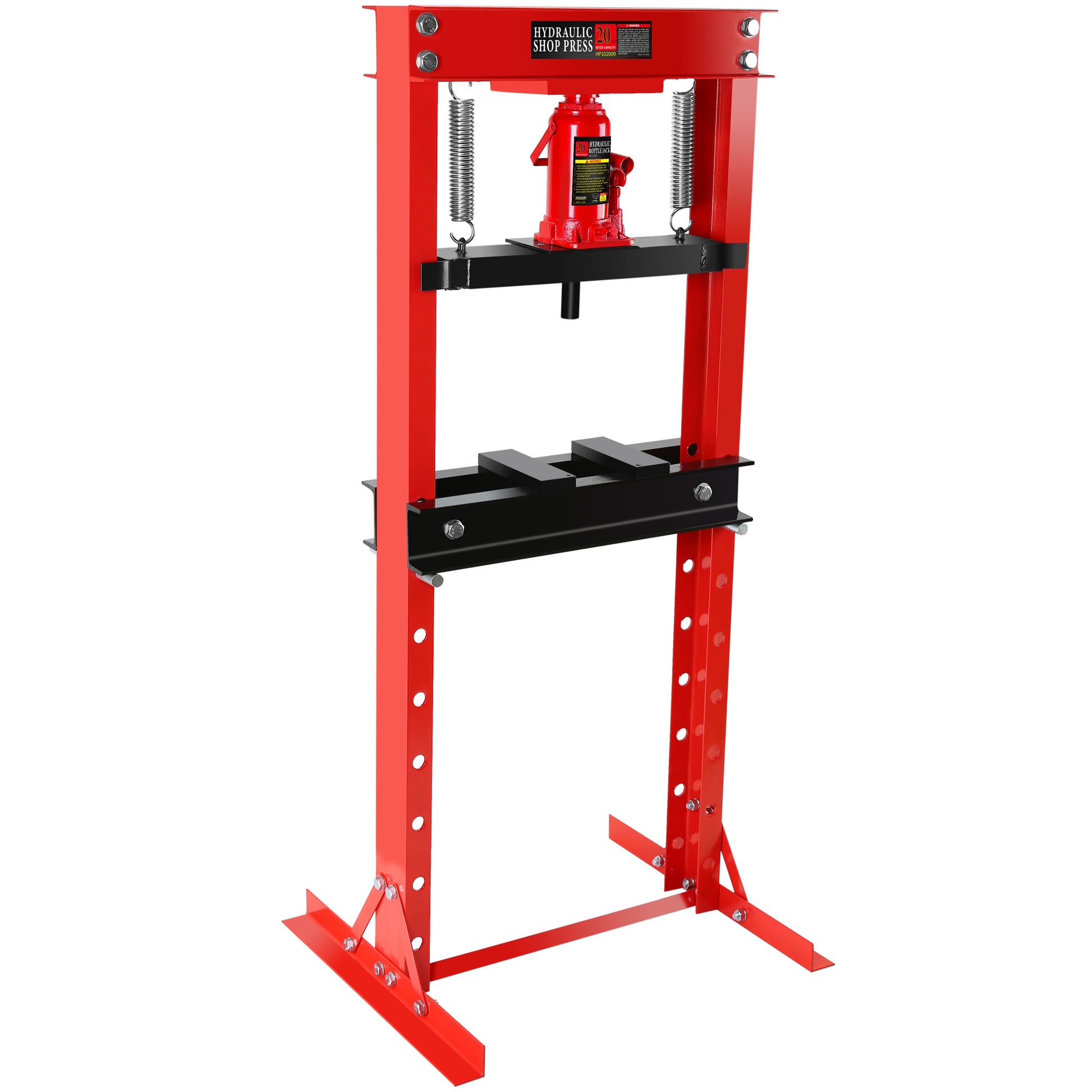 20 Ton Hydraulic Shop Floor Press, Steel H Frame Shop Press,Adjustable Working Table, Floor Stand Jack For Gears And Bearings,Red Red Steel