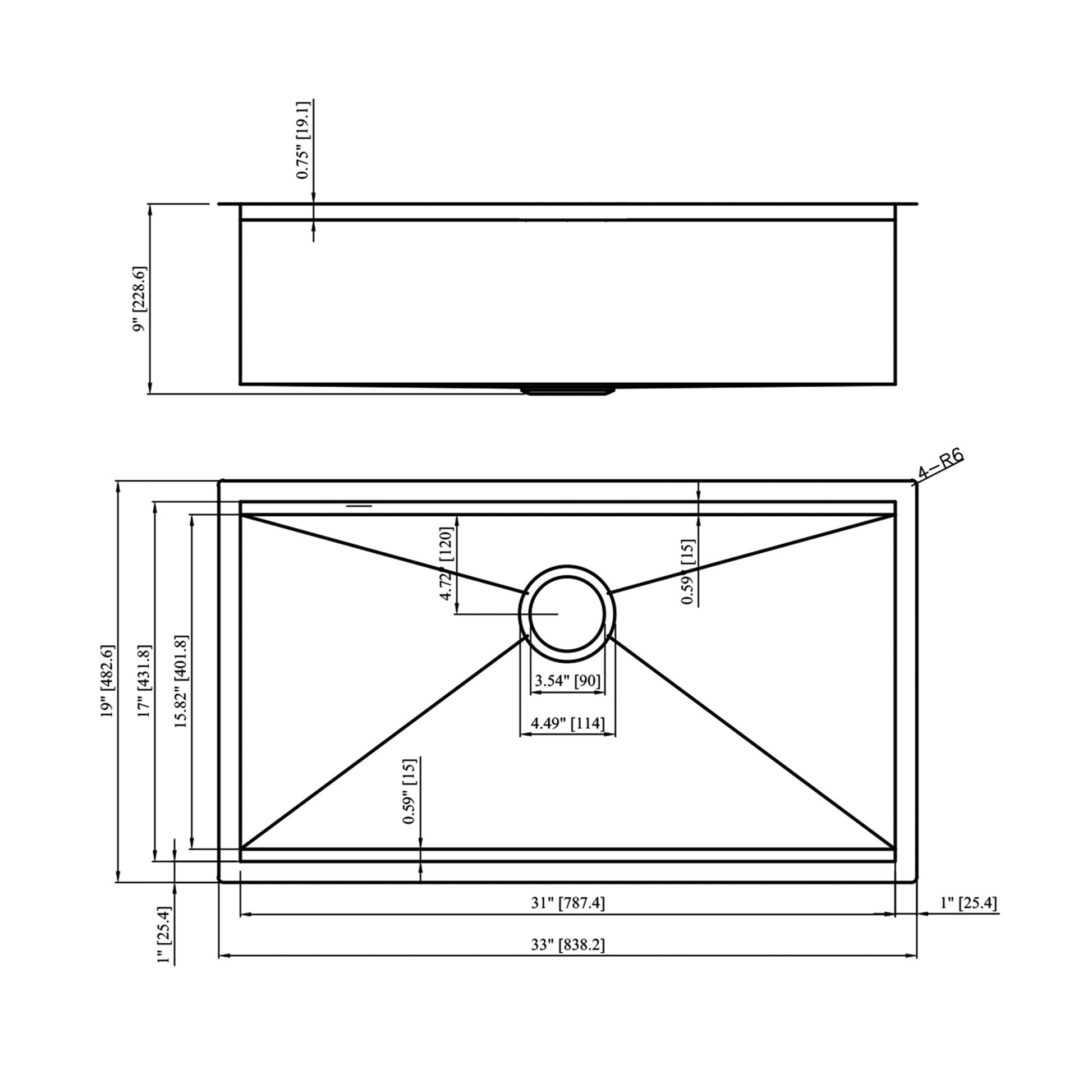 33" Undermount Kitchen Sink 33*19*9 Inch Kitchen Sink Undermount Single Bowl 18 Gauge Stainless Steel Ledge Workstation Kitchen Sinks Brushed Nickel Stainless Steel