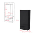 Beloit 3 Piece Bedroom Set, Nightstand Dresser Armoire, Black Black Particle Board Engineered Wood