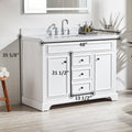 Full Assembled 48'' Freestanding Single Bathroom Vanity With Marble Top 3 White 2 Soft Close Doors Bathroom Freestanding Wood Painted