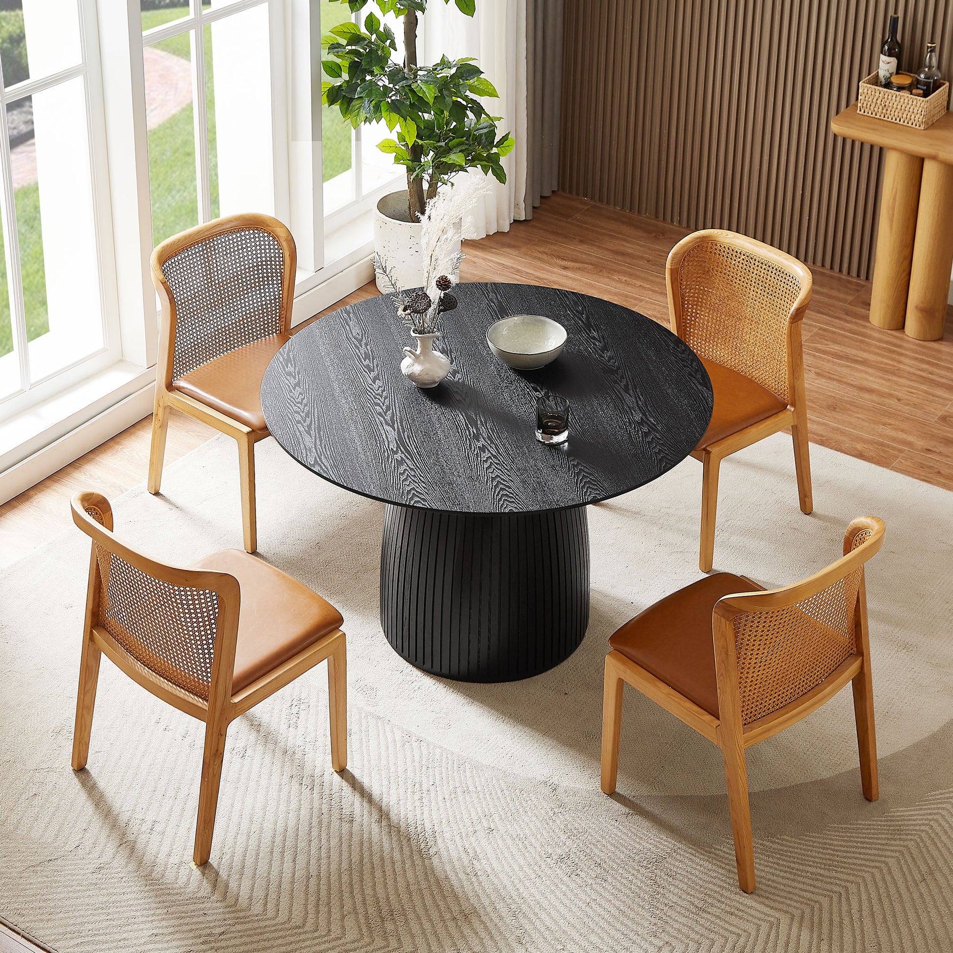 47.24 Inch Mdf Dining Table Kitchen Table Small Space Dining Table For Living Room, Kitchen, Home, Apartment Black Matt Black Mdf