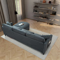 107.87'Sectional Sofa Couch With 1 Ottoman,Seat Cushion And Back Cushion Removable Dark Gray Polyester