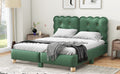 Queen Size Upholstered Platform Bed With Support Legs,Green Green Upholstered