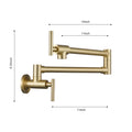 Wall Mount Folding Kitchen Pot Filler Faucet Brushed Gold Brass