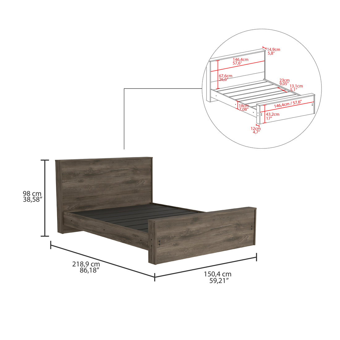 Full Size Bed Base Forum, Bedroom, Dark Brown Full Dark Brown Particle Board Engineered Wood