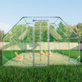 9.94 Ft. X 25.68 Ft. Galvanized Large Metal Walk In Chicken Coop Cage Farm Poultry Run Hutch Hen House Silver Metal