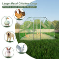 9.94 Ft. X 25.68 Ft. Galvanized Large Metal Walk In Chicken Coop Cage Farm Poultry Run Hutch Hen House Silver Metal