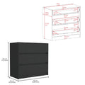 Beloit 3 Piece Bedroom Set, Nightstand Dresser Armoire, Black Black Particle Board Engineered Wood