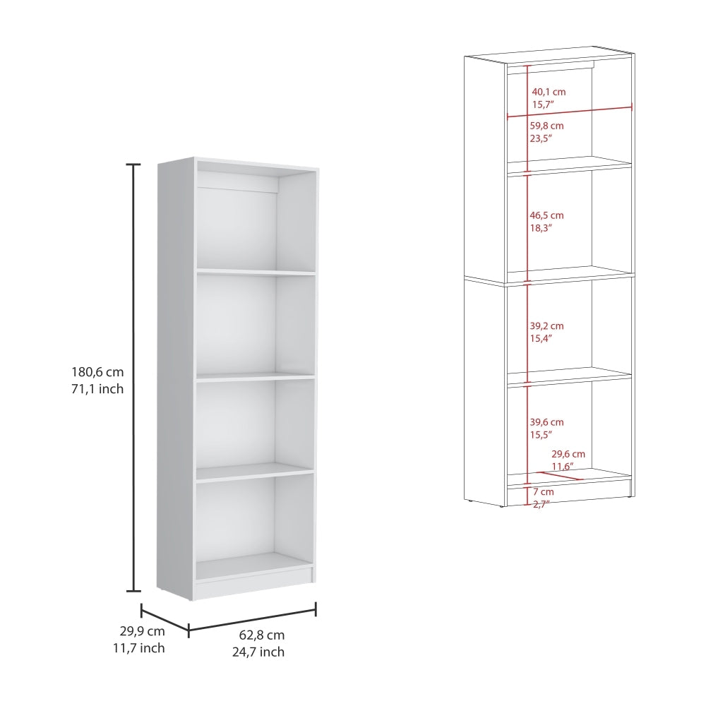 Clawson 4 Piece Living Room Set With 4 Bookcases, White White Particle Board Engineered Wood