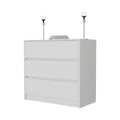 Beloit 3 Piece Bedroom Set, Nightstand Dresser Armoire, White White Particle Board Engineered Wood
