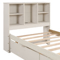 Modern Twin Size Bed Frame With Built In Usb Port On Bookcase Headboard And 2 Drawers For White Washed Color Box Spring Not Required Twin White Washed Bedroom Bed Frame Particle Board