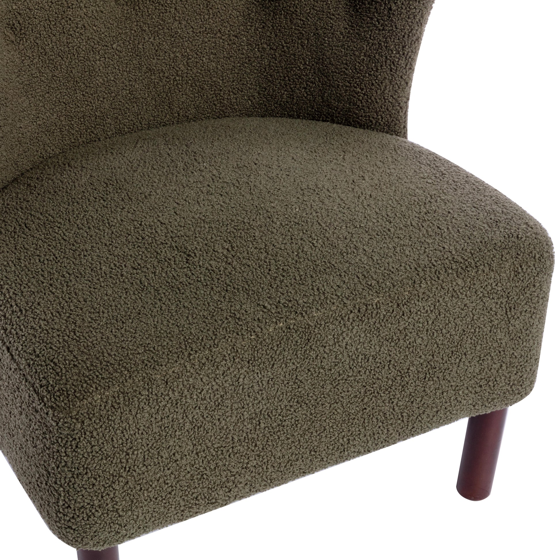 Accent Chair, Upholstered Armless Chair Lambskin Sherpa Single Sofa Chair With Wooden Legs, Modern Reading Chair For Living Room Bedroom Small Spaces Apartment, Green Green Polyester