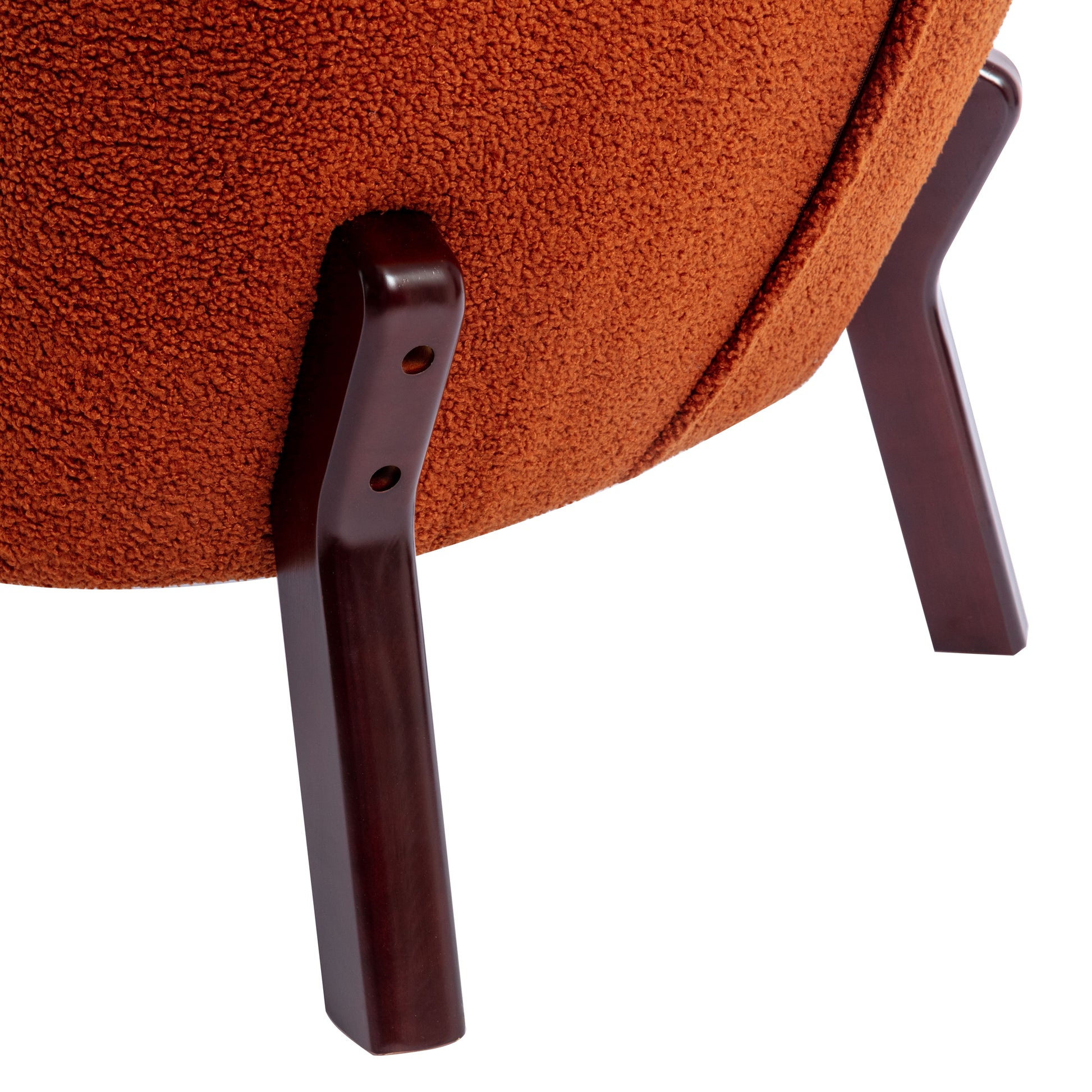 Accent Chair, Upholstered Armless Chair Lambskin Sherpa Single Sofa Chair With Wooden Legs, Modern Reading Chair For Living Room Bedroom Small Spaces Apartment, Burnt Orange Burnt Orange Polyester