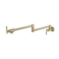 Wall Mount Folding Kitchen Pot Filler Faucet Brushed Gold Brass