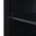 Modernist Side Cabinet With 4 Glass Doors & 3 Hooks, Freestanding Shoe Rack With Multiple Adjustable Shelves, Versatile Display Cabinet With Gold Handles For Hallway, Living Room, Black 5 Or More Spaces Black Primary Living Space Adjustable Shelves