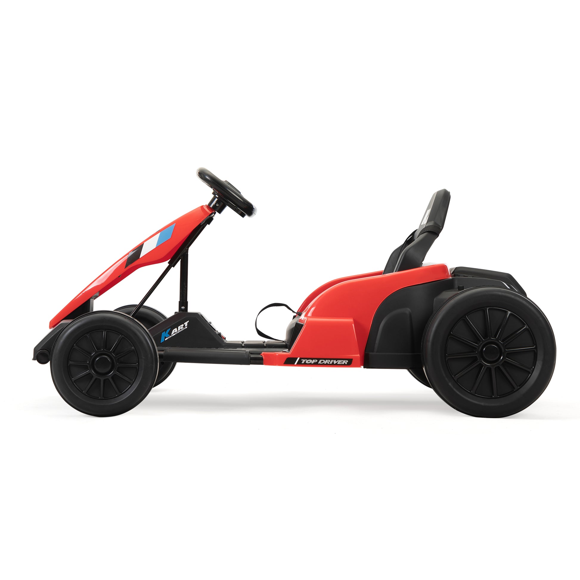 24V Electric Kids Go Kart, Battery Powered Outdoor Ride On Toy W 5 Mph Max Speed, Music, Horn, Power Display, Protectors, Red And Black Red Black Polypropylene