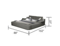 Zoya Smart Multifunctional Queen Size Bed Made With Wood In Gray Box Spring Not Required Queen Gray Wood Bedroom Contemporary,Modern Slat Beds Upholstered Wood