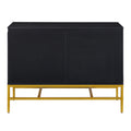 Minimalist & Luxury Cabinet Two Door Sideboard With Gold Metal Legs For Living Room, Dining Room Black Black Particle Board