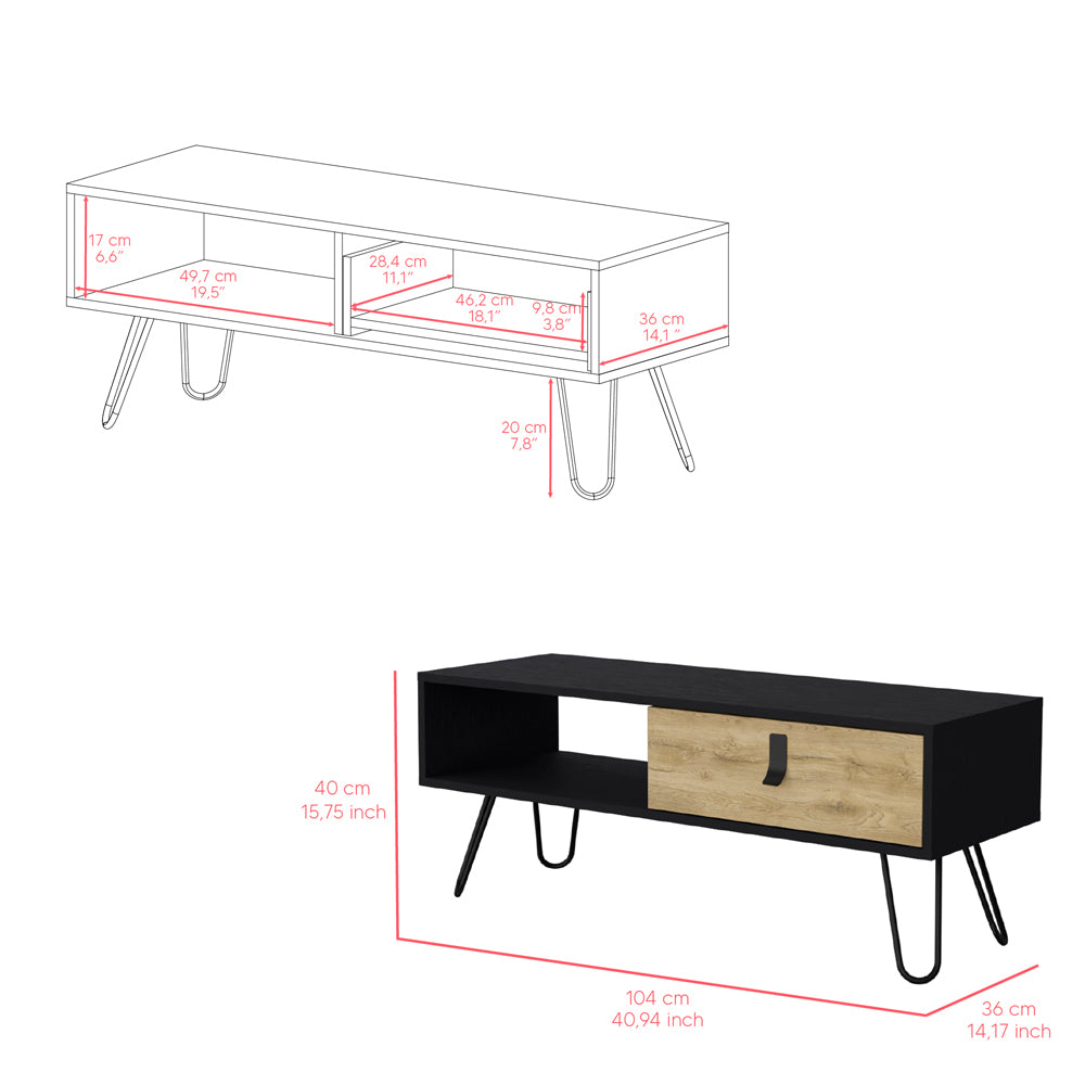 Coffee Table Magness, Living Room, Black Macadamia Multicolor Particle Board Engineered Wood
