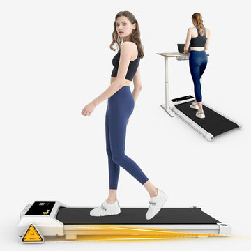 Under Desk Treadmillwalking Treadmill 2 In 1 For Walkingquiet And Powerful, Installation Free White Steel