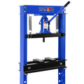 Hydraulic Shop Floor Press 20 Ton Steel H Frame Shop Press With Steel Plates Adjustable Working Table, Floor Stand Jack For Gears And Bearings Blue Steel