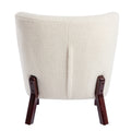 Accent Chair, Upholstered Armless Chair Lambskin Sherpa Single Sofa Chair With Wooden Legs, Modern Reading Chair For Living Room Bedroom Small Spaces Apartment, Cream Cream Polyester