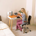 Double Drawn Solid Wood Computer Desk Natural Wood