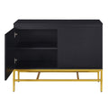 Minimalist & Luxury Cabinet Two Door Sideboard With Gold Metal Legs For Living Room, Dining Room Black Black Particle Board