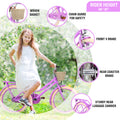 Multiple Colors,Girls Bike With Basket For 7 10 Years Old Kids,20 Inch Wheel ,No Training Wheels Included Cycling Purple Garden & Outdoor Carbon Steel