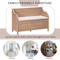 Rustic Style Solid Wood Entryway Multifunctional Storage Bench With Safety Hinge Brown Beige High Back Brown Beige Primary Living Space Beige Mdf