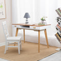 Double Drawn Solid Wood Computer Desk Natural Wood