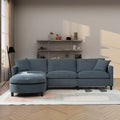 107.87'Sectional Sofa Couch With 1 Ottoman,Seat Cushion And Back Cushion Removable Dark Gray Polyester