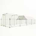 9.94 Ft. X 25.68 Ft. Galvanized Large Metal Walk In Chicken Coop Cage Farm Poultry Run Hutch Hen House Silver Metal