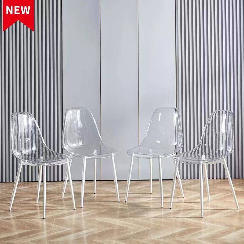Dining Chair,Set Of 4,Metal Leg,Plastic Seat Antique White Iron Plastic
