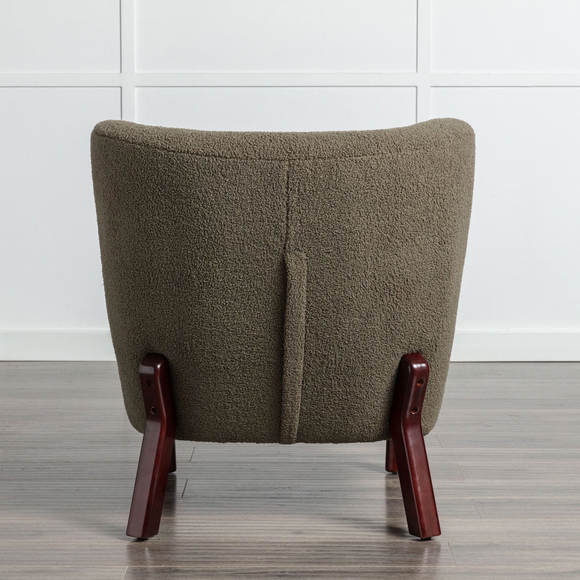 Accent Chair, Upholstered Armless Chair Lambskin Sherpa Single Sofa Chair With Wooden Legs, Modern Reading Chair For Living Room Bedroom Small Spaces Apartment, Green Green Polyester