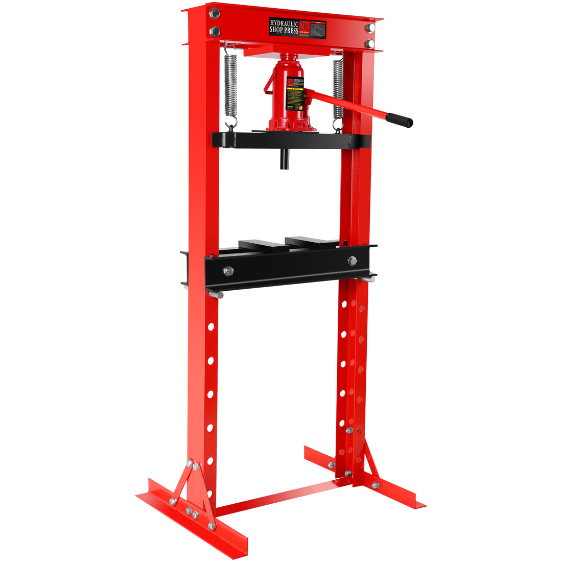 20 Ton Hydraulic Shop Floor Press, Steel H Frame Shop Press,Adjustable Working Table, Floor Stand Jack For Gears And Bearings,Red Red Steel